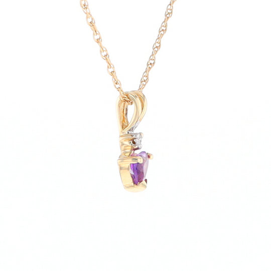 Heart-Shaped Amethyst Pendant with Diamond Accent