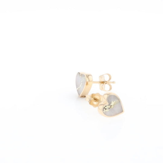 Gold Quartz Heart Stud Earrings - G2