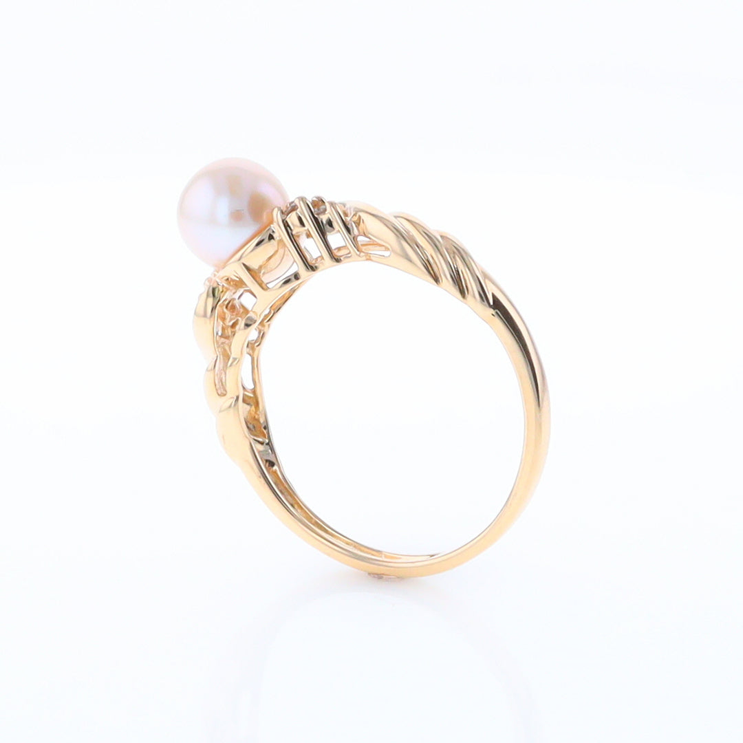 Pearl and Diamond Twist Ring