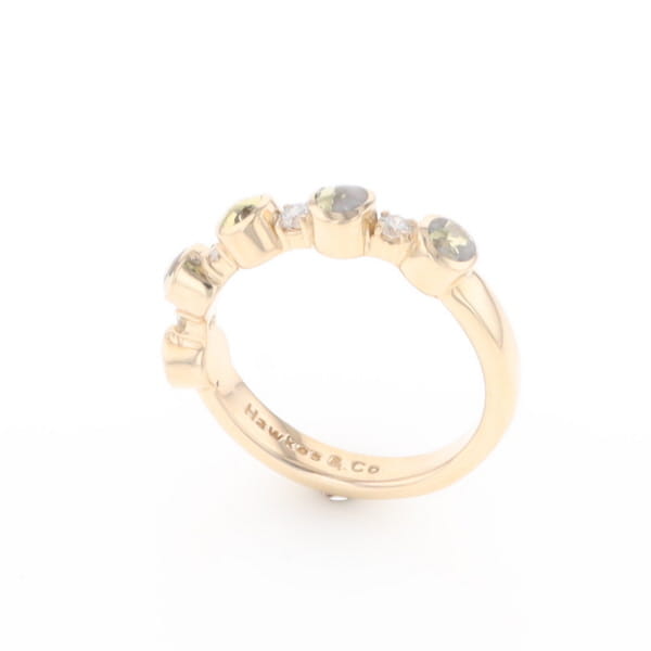 Gold Quartz Circle Inlay Wedding Band - G2