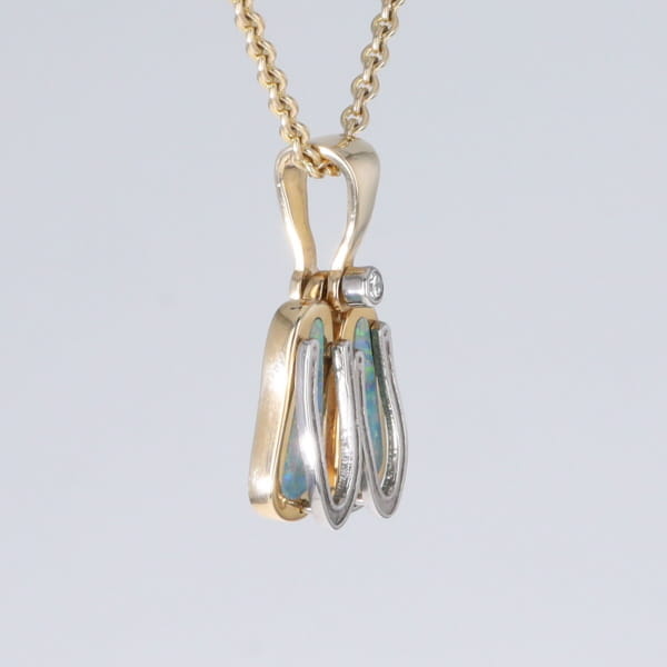 Opal Pendant Sandals Double Inlaid Design with .02ct Round Diamond