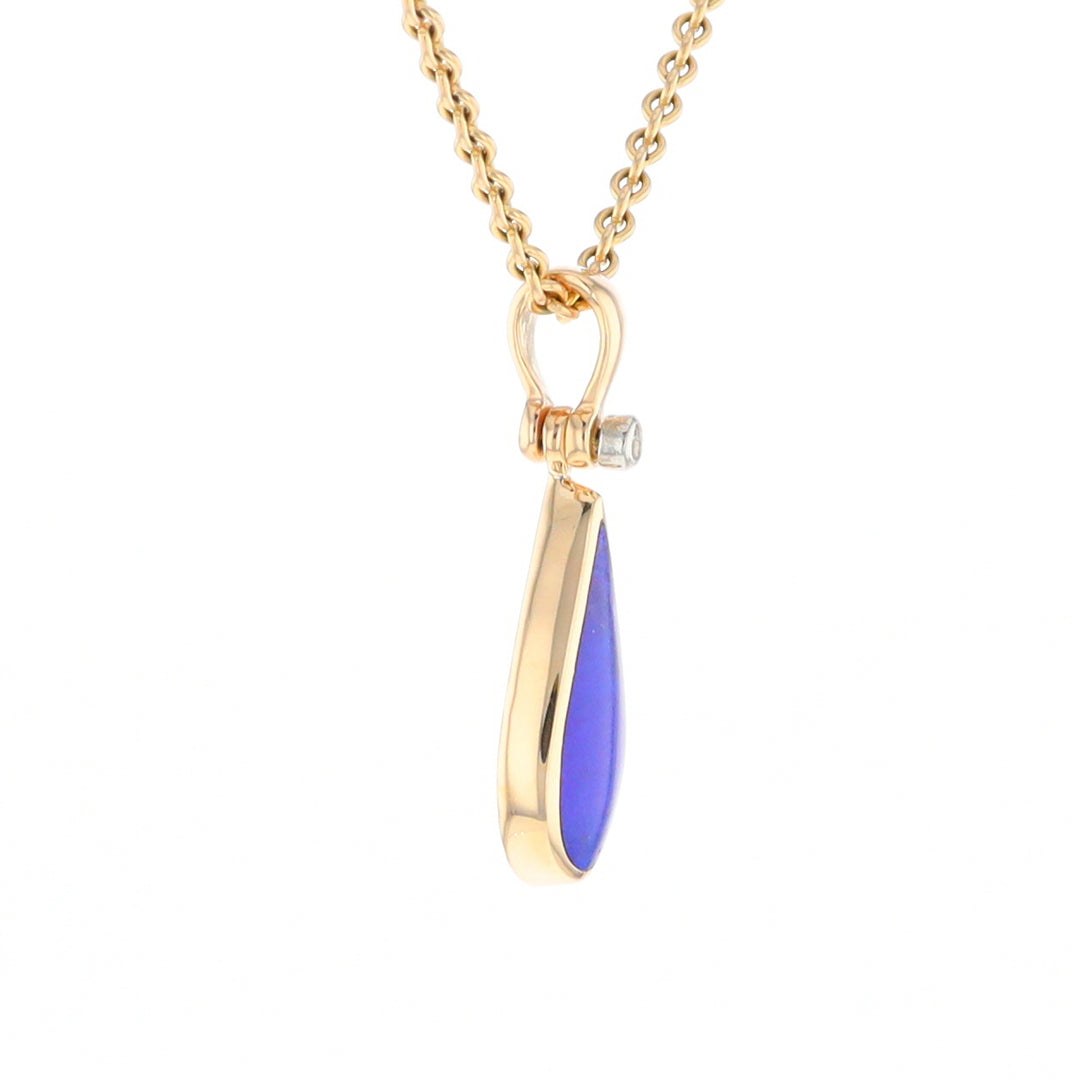 Lapis Tear Drop Inlaid .02Ct Diamond Pendant