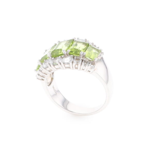 Peridot and CZ Cocktail Ring