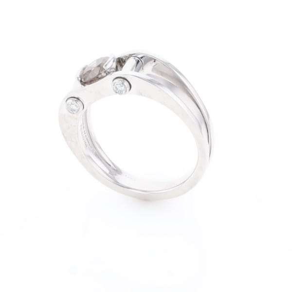 Men's Contemporary White Gold Industrial Brown Diamond Ring