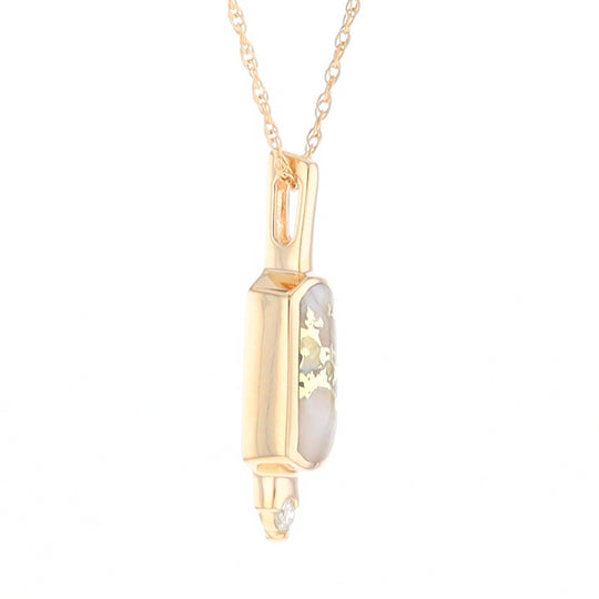 Gold Quartz Pendant with 0.04ctw Diamond Accent