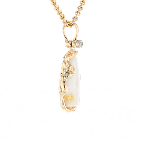 Gold Quartz Freeform Pendant