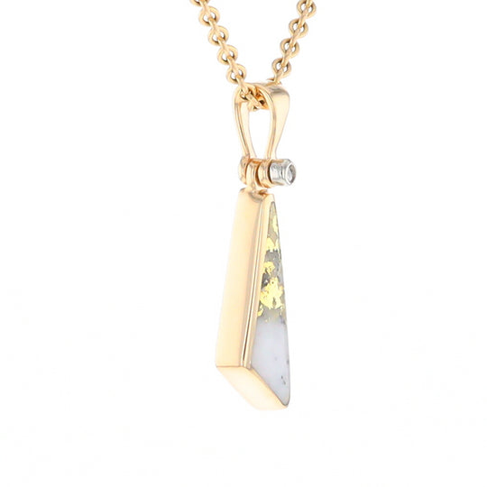 Triangular Gold Quartz Pendant - G2