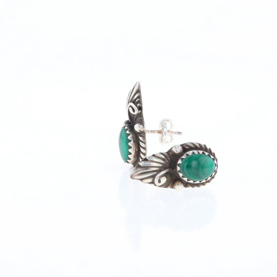 Malachite Feather Stud Earrings