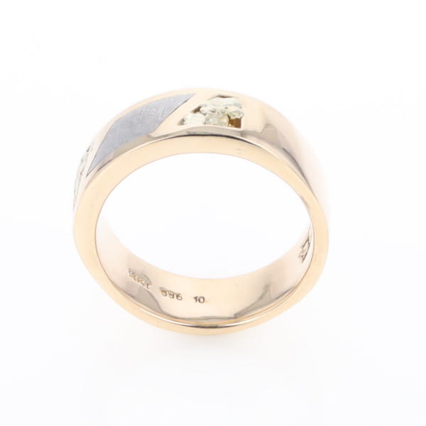 Meteorite Ring, Center Inlaid & Natural Nugget Sides