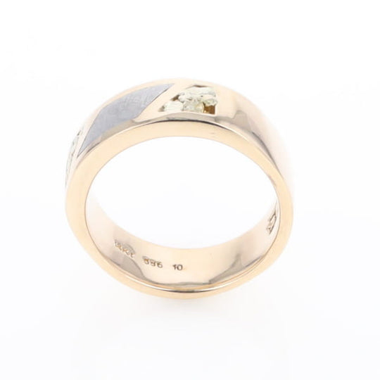 Meteorite Ring, Center Inlaid & Natural Nugget Sides