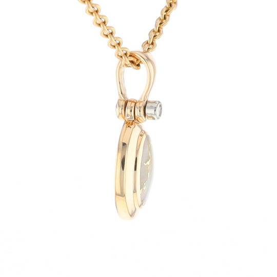 Gold Quartz Oval Inlaid Pendant with .02ct Diamond