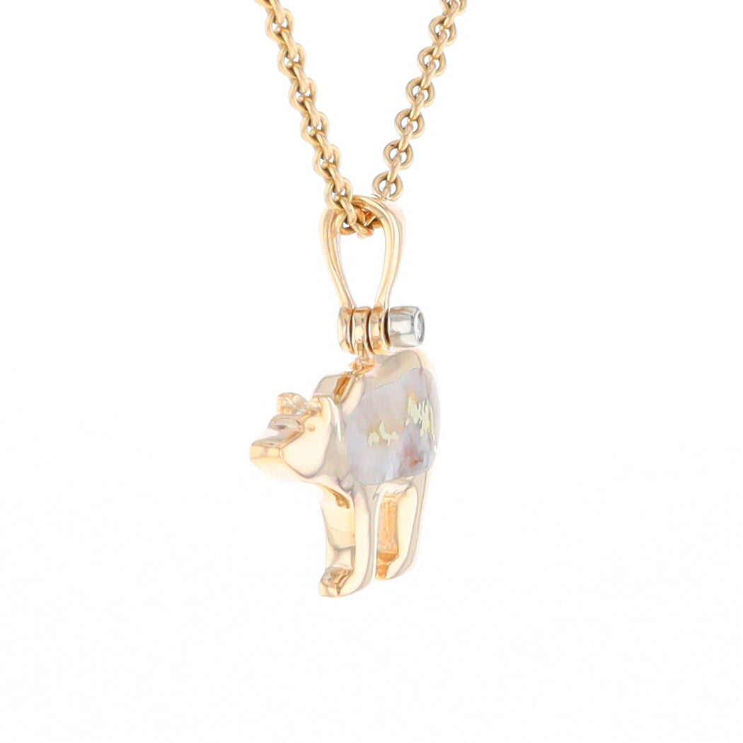 Gold Quartz Inlaid Polar Bear Pendant