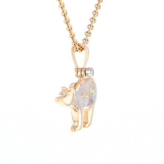 Gold Quartz Inlaid Polar Bear Pendant