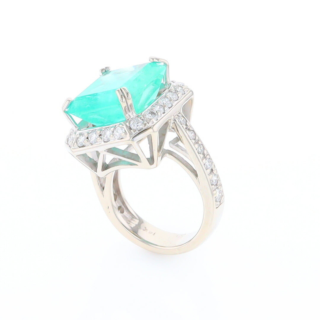 5.25ct Emerald Ring with Diamond Halo