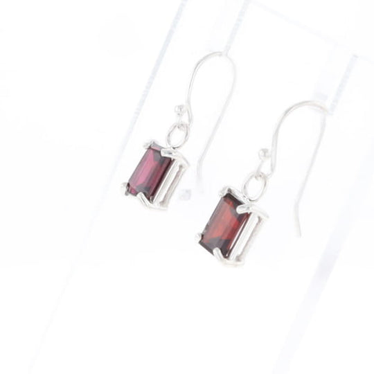Emerald Cut Garnet Earrings