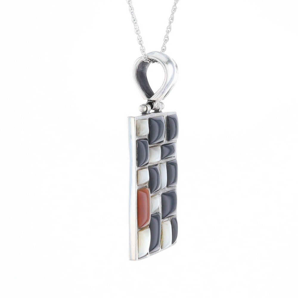 Onyx & Mother of Pearl Checkered Pendant