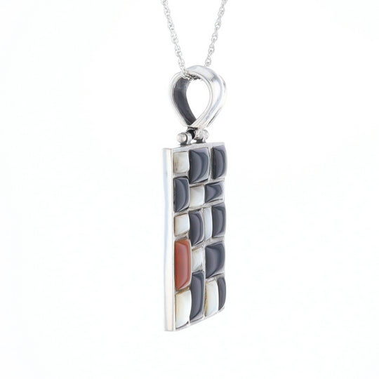 Onyx & Mother of Pearl Checkered Pendant