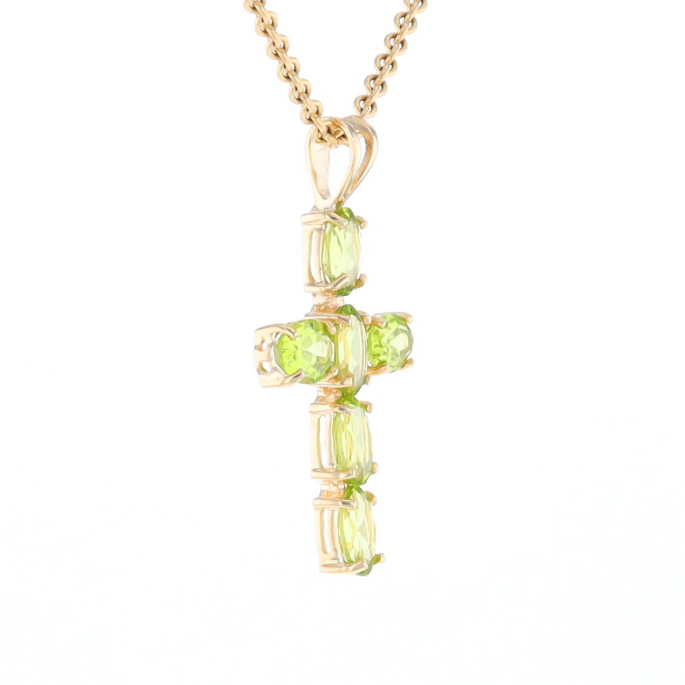 Oval Peridot Cross Pendant