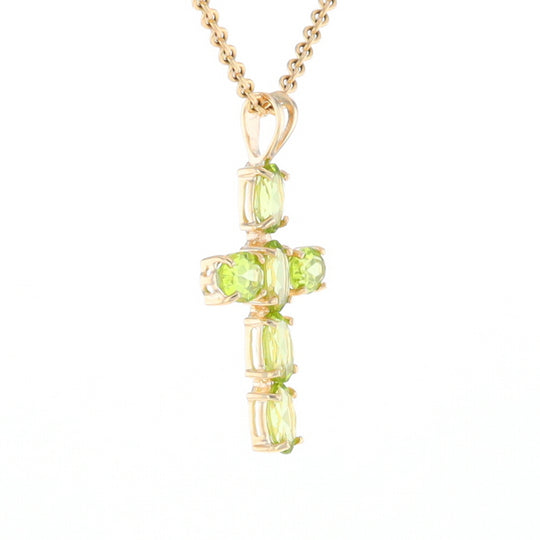 Oval Peridot Cross Pendant