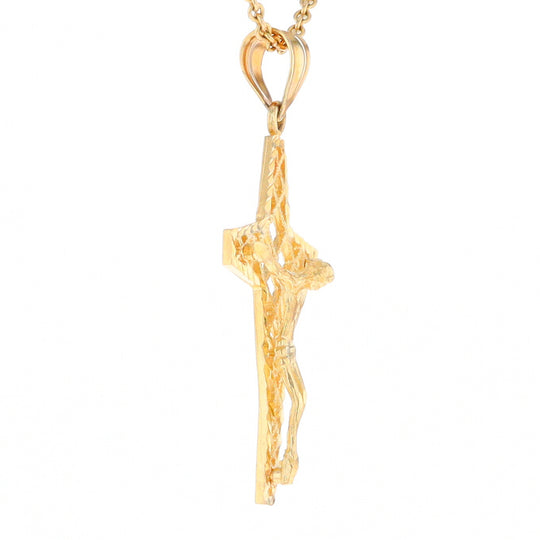 Gold Mesh Crucifix Pendant