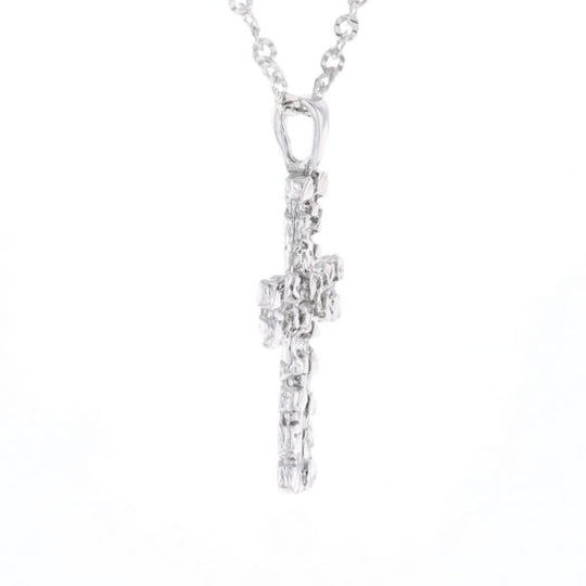 Sterling Silver Nugget Pattered Cross Necklace