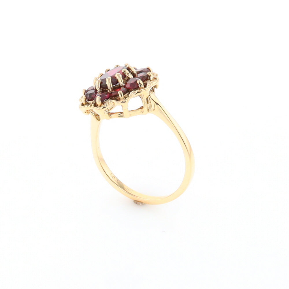 Floral Cluster Garnet Ring