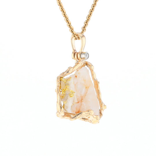 Rough Gold Quartz Freeform Pendant