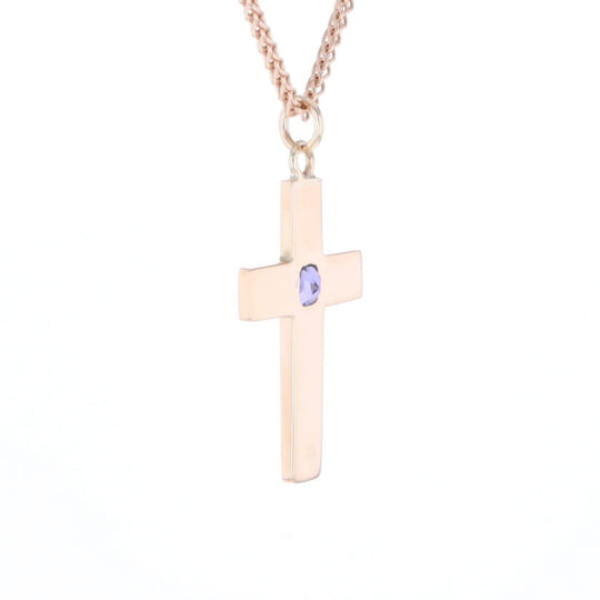 Cross Pendant with Purple Sapphire