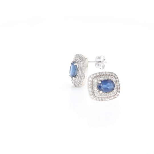 Double Halo Sapphire Earrings