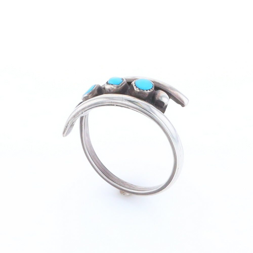 Round Turquoise Row Bypass Ring