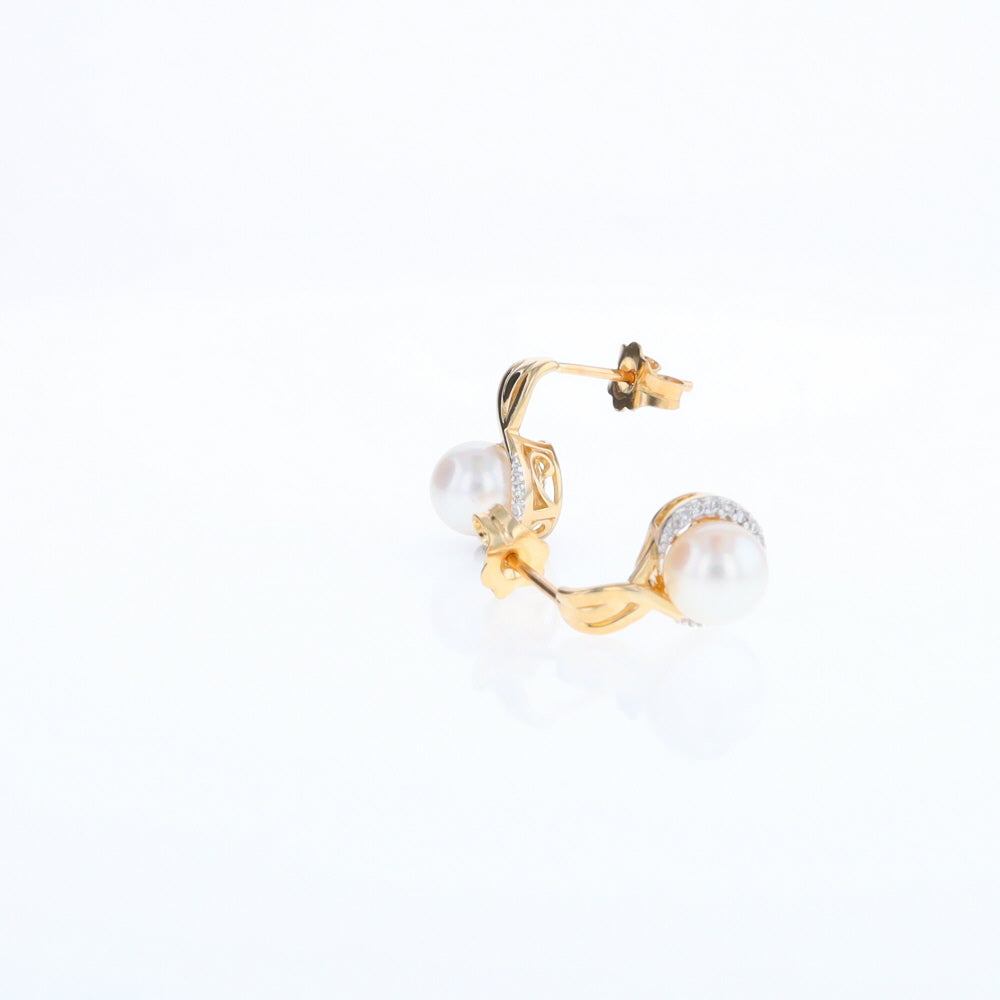 Pearl Drop Earrings with Diamond Halos