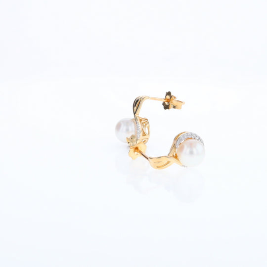 Pearl Drop Earrings with Diamond Halos