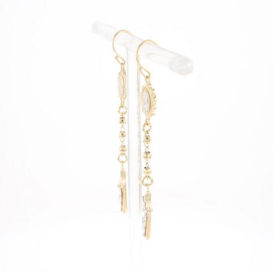 Gold Plated Virgin Mary and Crucifix Dangle Earrings