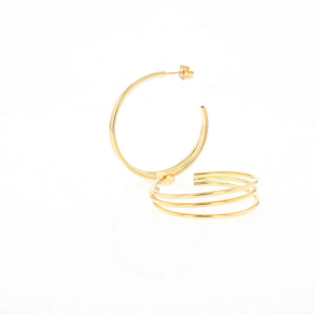 Three Bar Gold Hoop Earrings