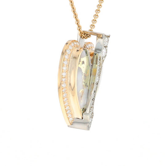 Gold Quartz Necklace Cupid's Revenge .93ctw Diamonds Heart Pendant G2