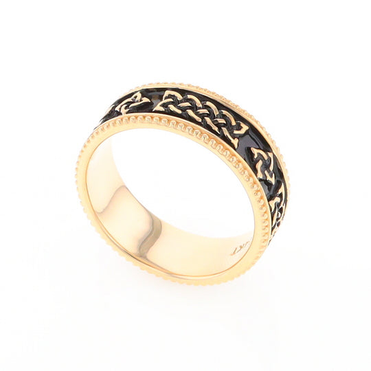 Celtic Knot Black and Gold Wedding Band