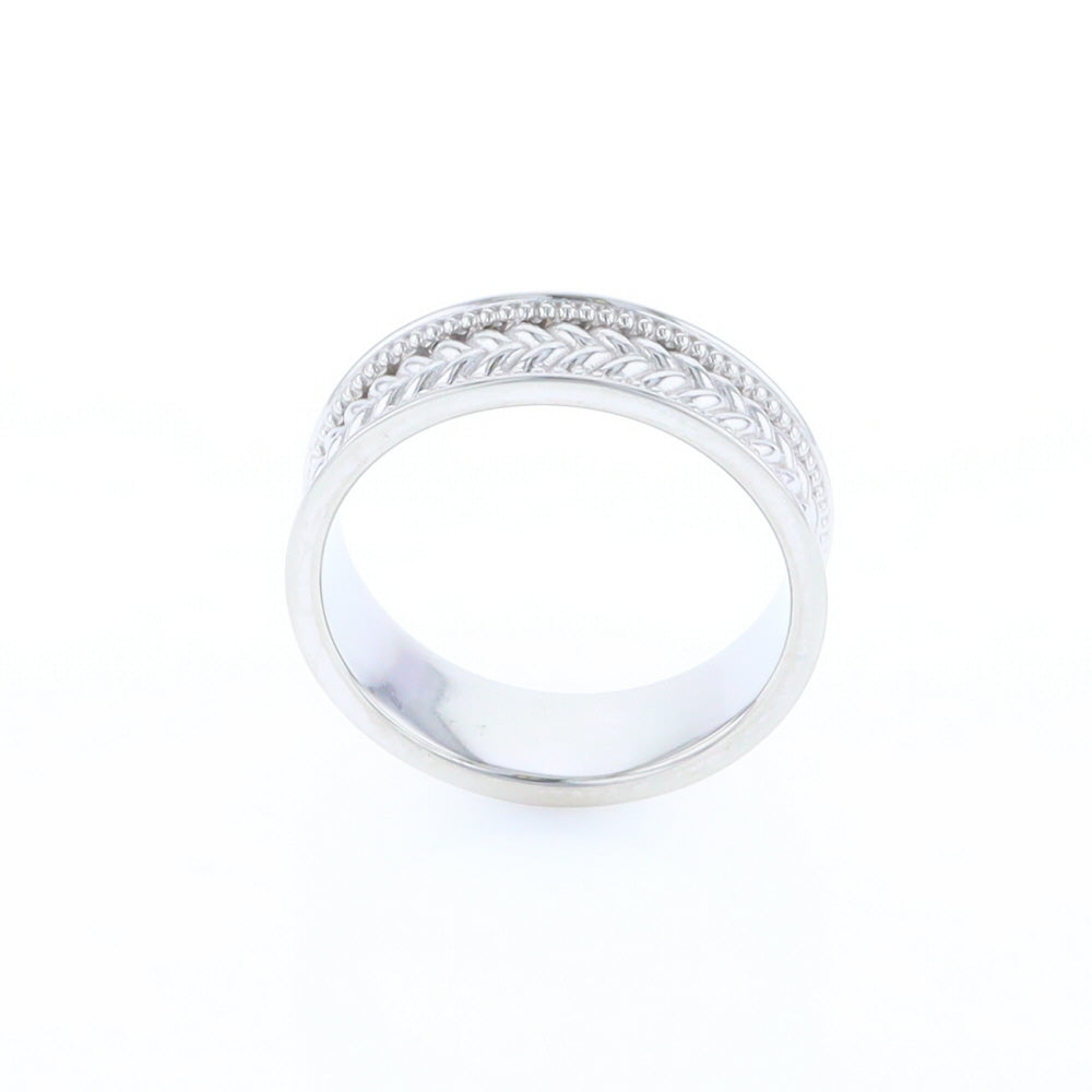 Braided White Gold Men's Ring