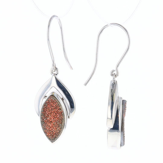 Druzy Quartz Sterling Silver Dangle Earrings