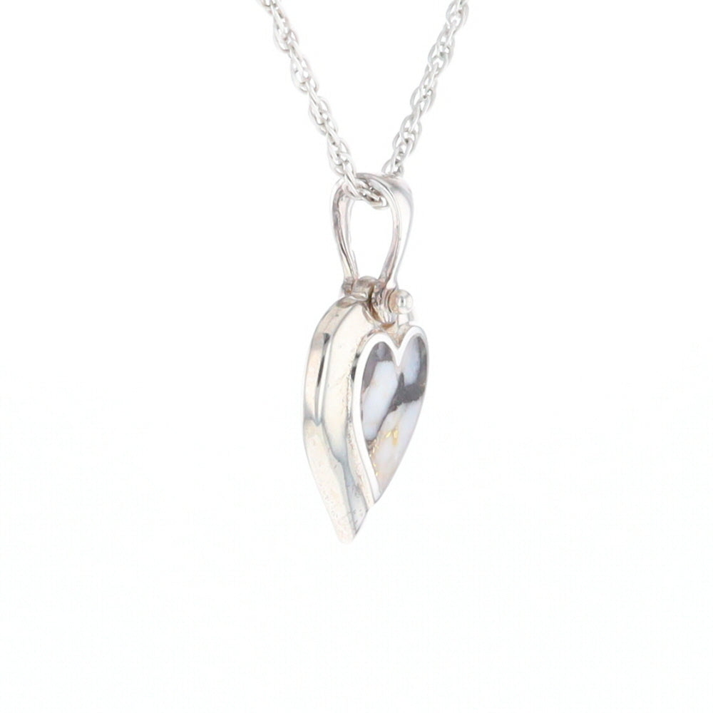 Sterling Silver Gold Quartz Inlaid Heart Pendant - G3