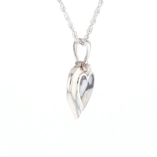 Sterling Silver Gold Quartz Inlaid Heart Pendant - G3