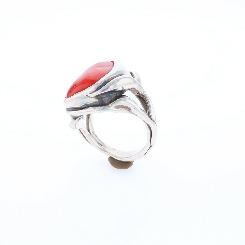 Native Oval Coral Free Form Ring