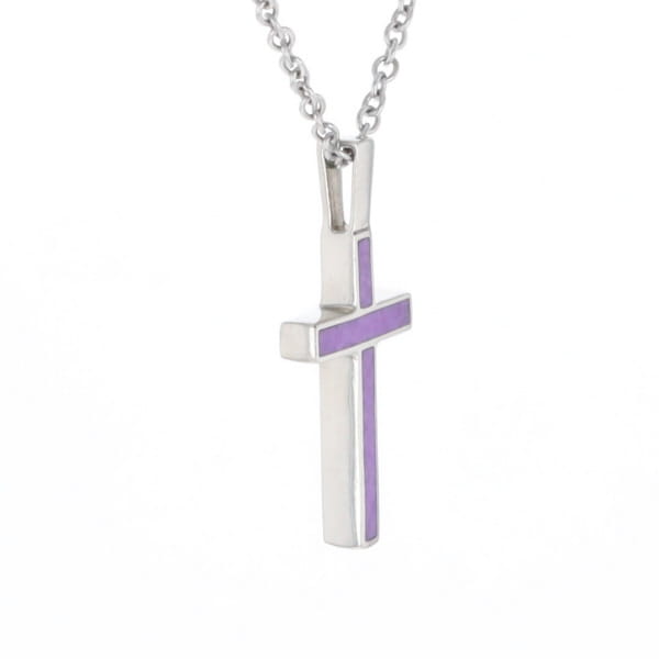 Sugilite 3 Section Inlaid Cross Pendant
