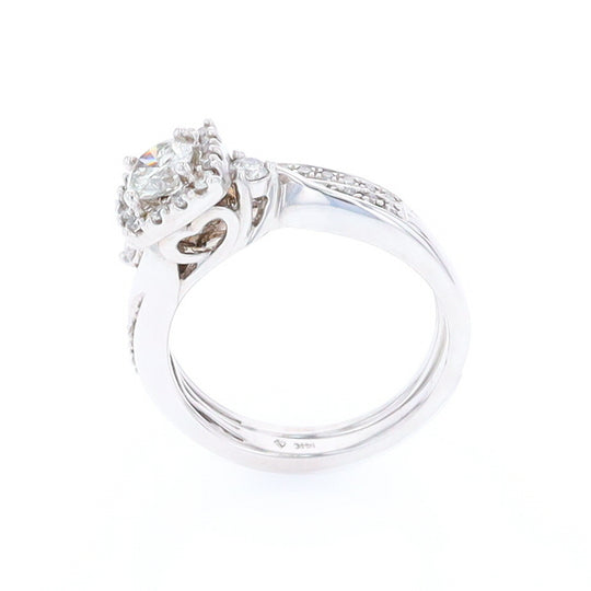 Diamond Wedding Set with Matching Shadow Band