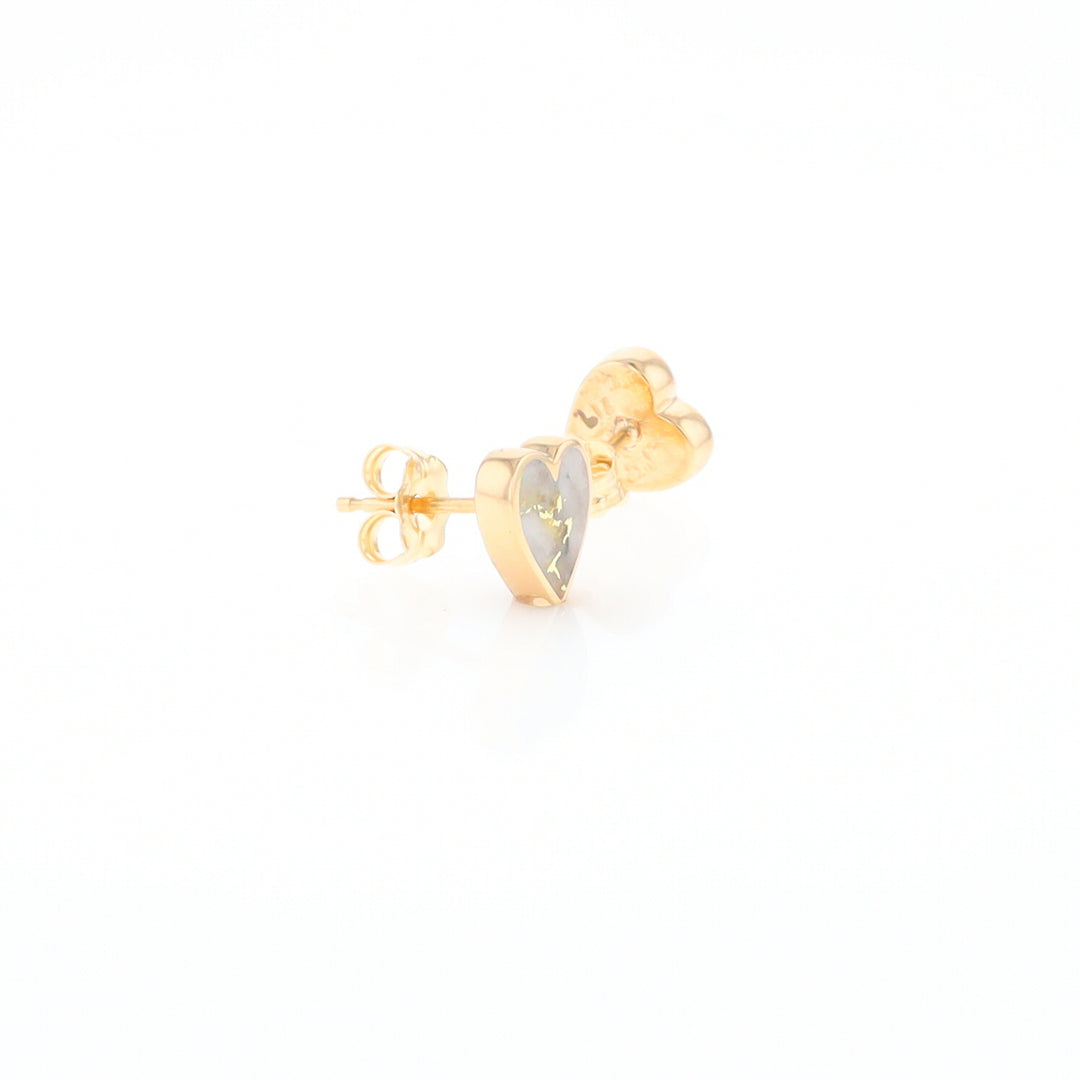 Gold Quartz Heart Stud Earrings - G2