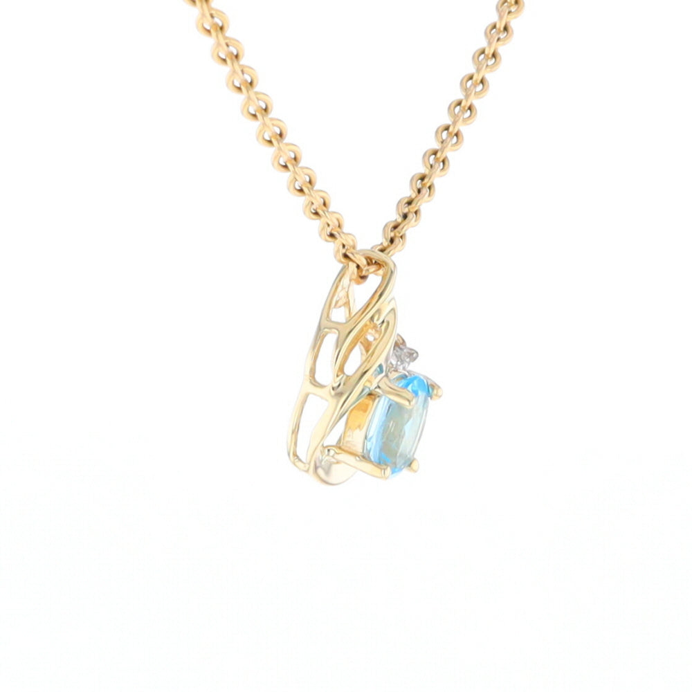 Pear Blue Topaz Diamond Pendant