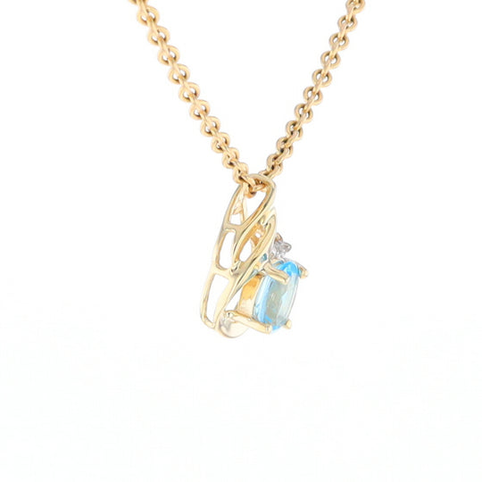 Pear Blue Topaz Diamond Pendant