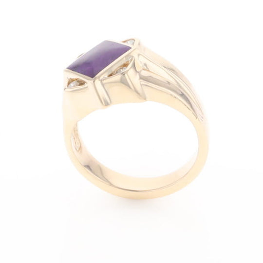 Natural Sugilite ring diamond shape inlaid design with .16ctw round diamonds