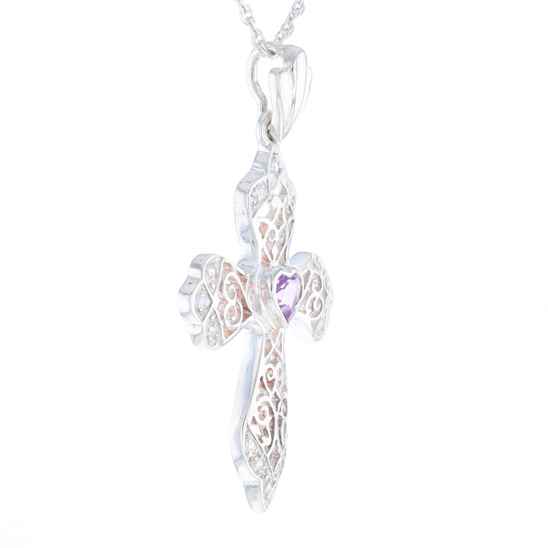 Heart Amethyst Cross Pendant