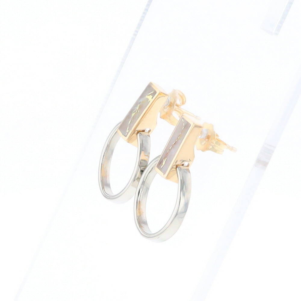 Gold Quartz Rectangle Inlaid Knocker Earrings - G2