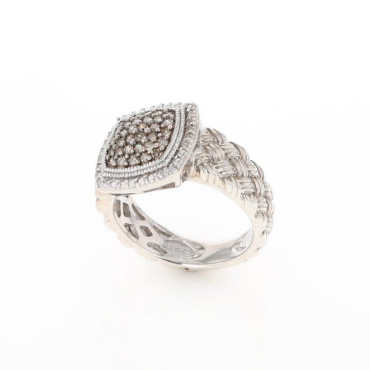 Champaign Diamond Square Braided Cluster Band